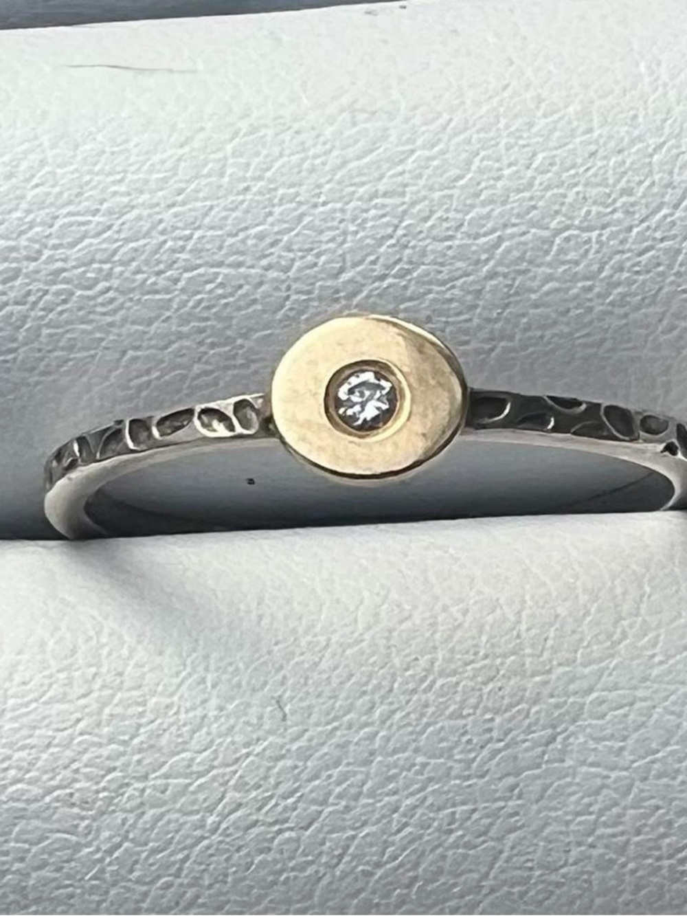 Two-Tone Gold Accent and Silver Band Diamond Ring